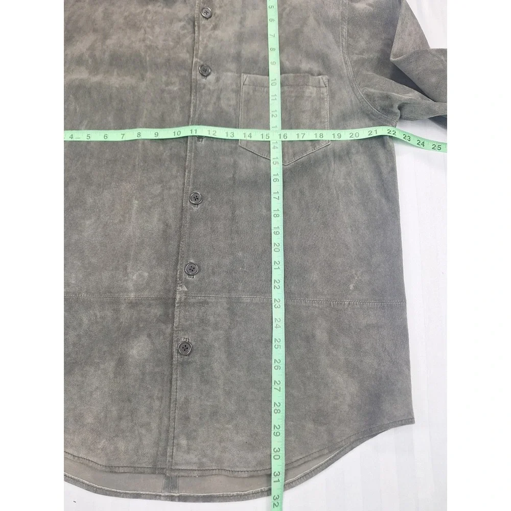 Joseph & Lyman Mens Medium Charcoal Grey 100% Suede Leather Button Shirt Jacket
